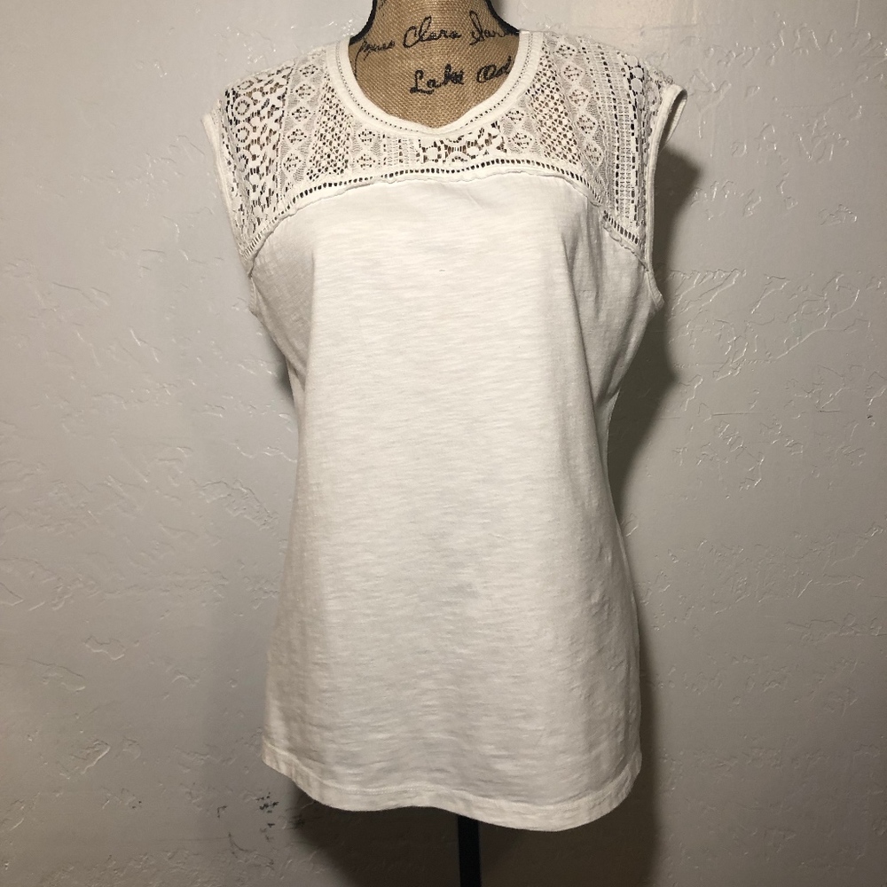 Eddie Bauer lace top blouse, size large
